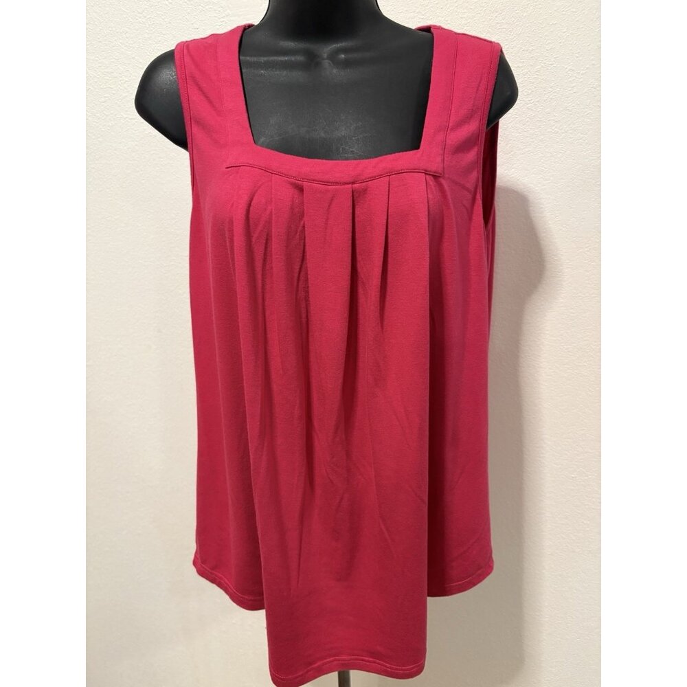 Unbranded Pullover Top Blouse Women Medium Square Neck Sleeveless Pink Pleated
